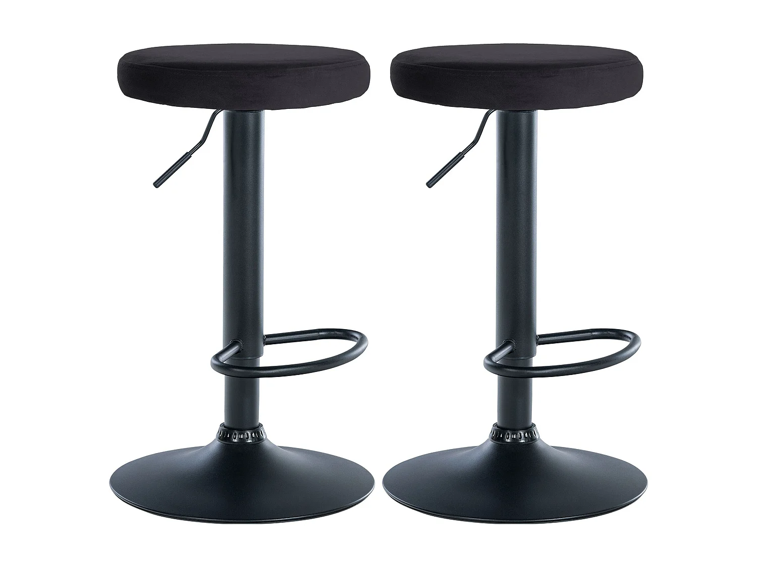 Lot de 2 Tabourets de bar - Velours & Métal - Noir - Ponte