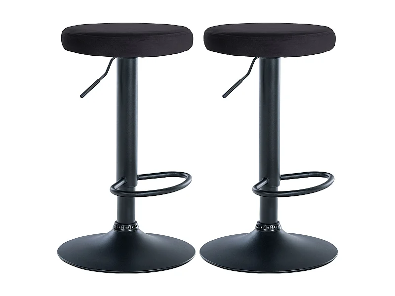 Lot de 2 Tabourets de bar - Velours & Métal - Noir - Ponte