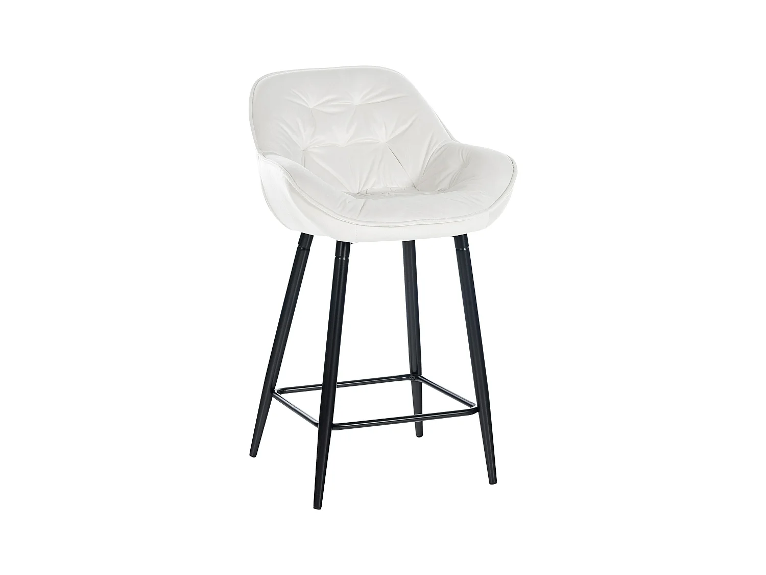 Tabourets de bar - Velours & Métal - Blanc crème - Gibson 76