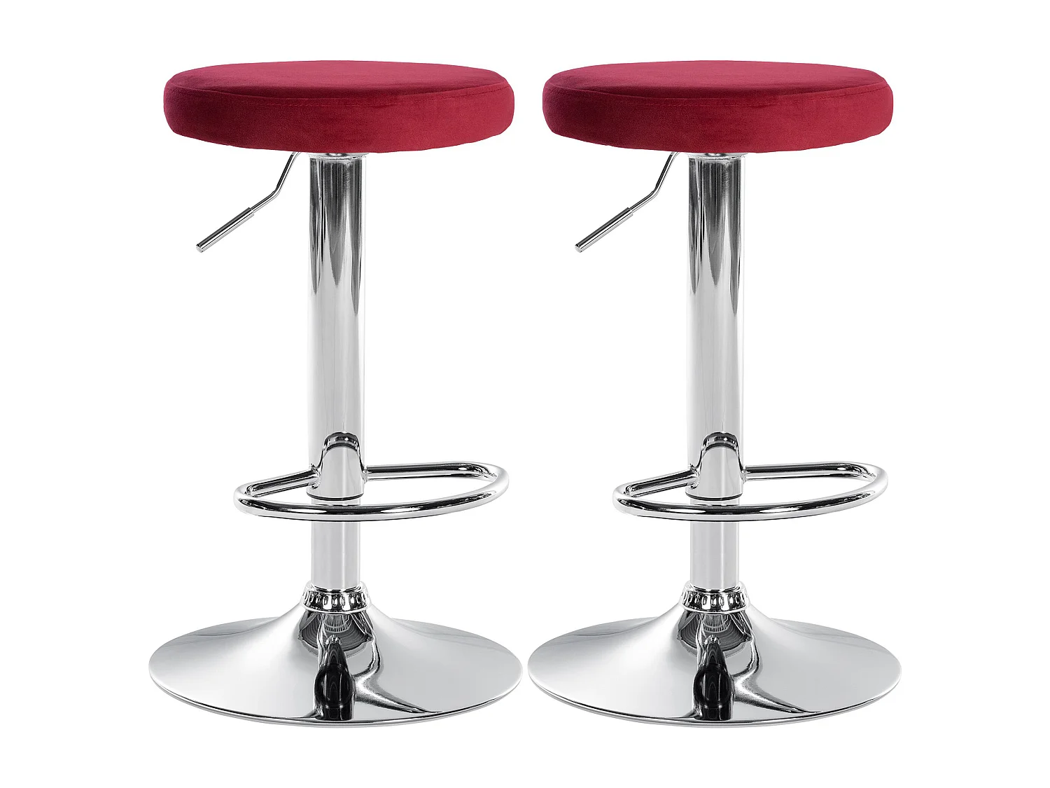 Lot de 2 Tabourets de bar - Velours & Métal - Rouge - Ponte