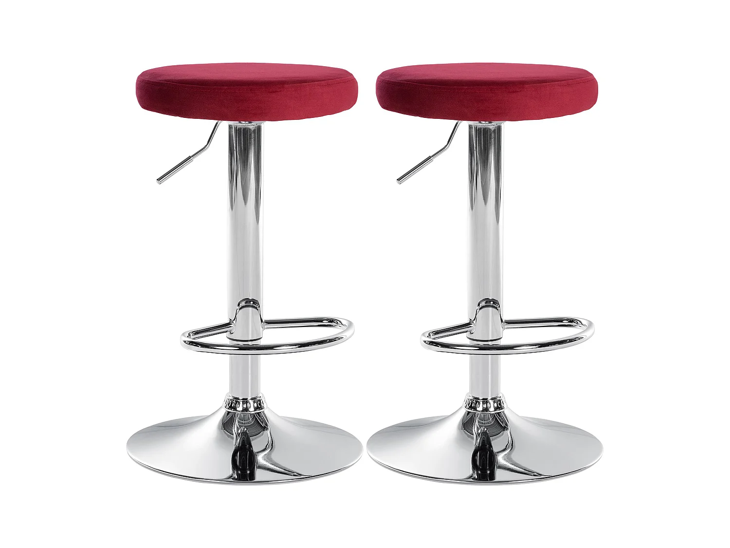 Lot de 2 Tabourets de bar - Velours & Métal - Rouge - Ponte