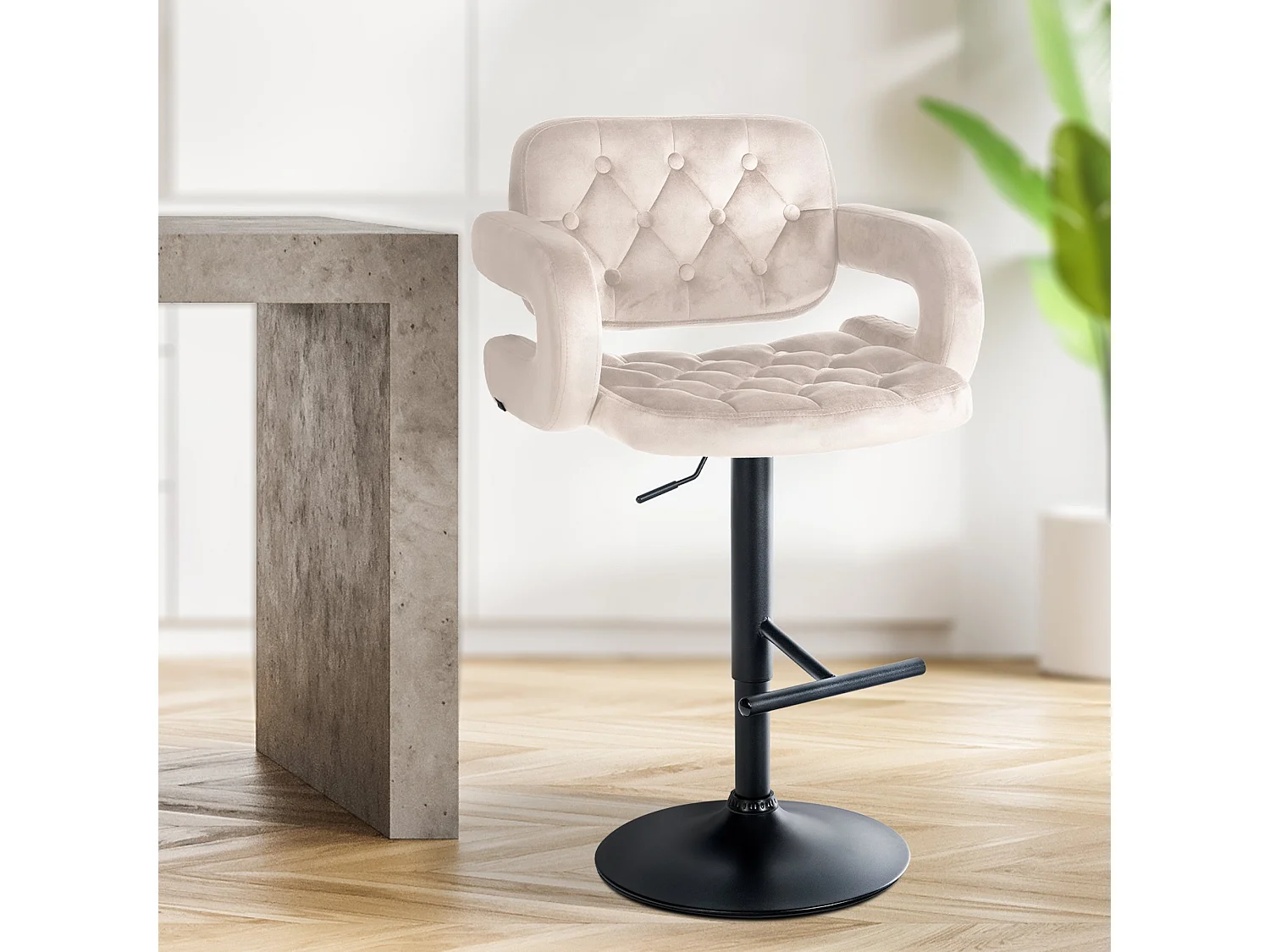 Tabouret de bar - Velours - Crème - Dublin