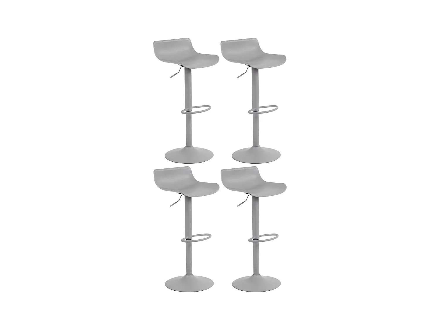 Lot de 4  Tabouret de bar - Plastique - Gris - Aveiro