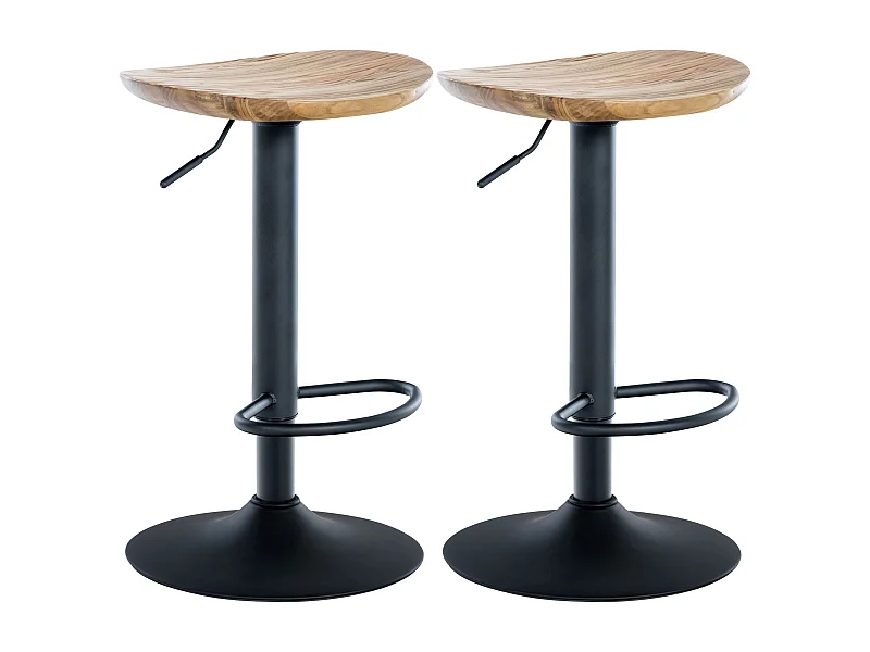 Lot de 2  Tabouret de bar - Bois - Nature - Skelde