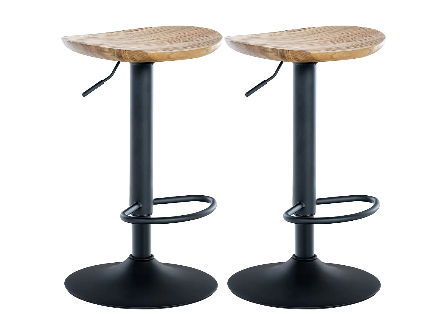 Lot de 2  Tabouret de bar - Bois - Nature - Skelde