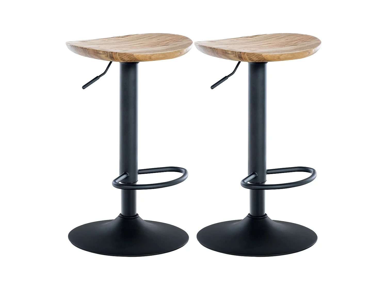 Lot de 2  Tabouret de bar - Bois - Nature - Skelde