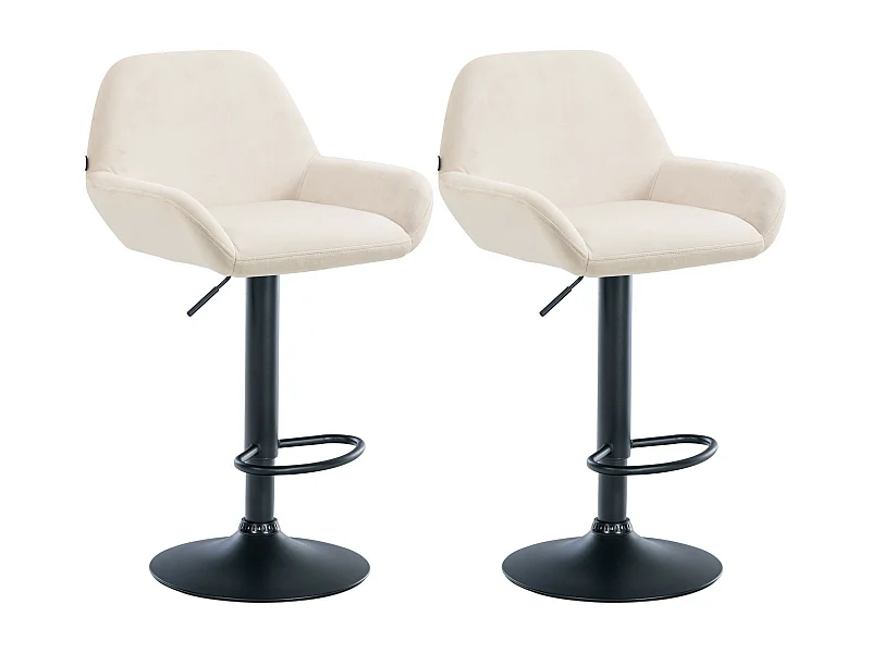 Lot de 2  Tabouret de bar - Velours - Crème - Braga