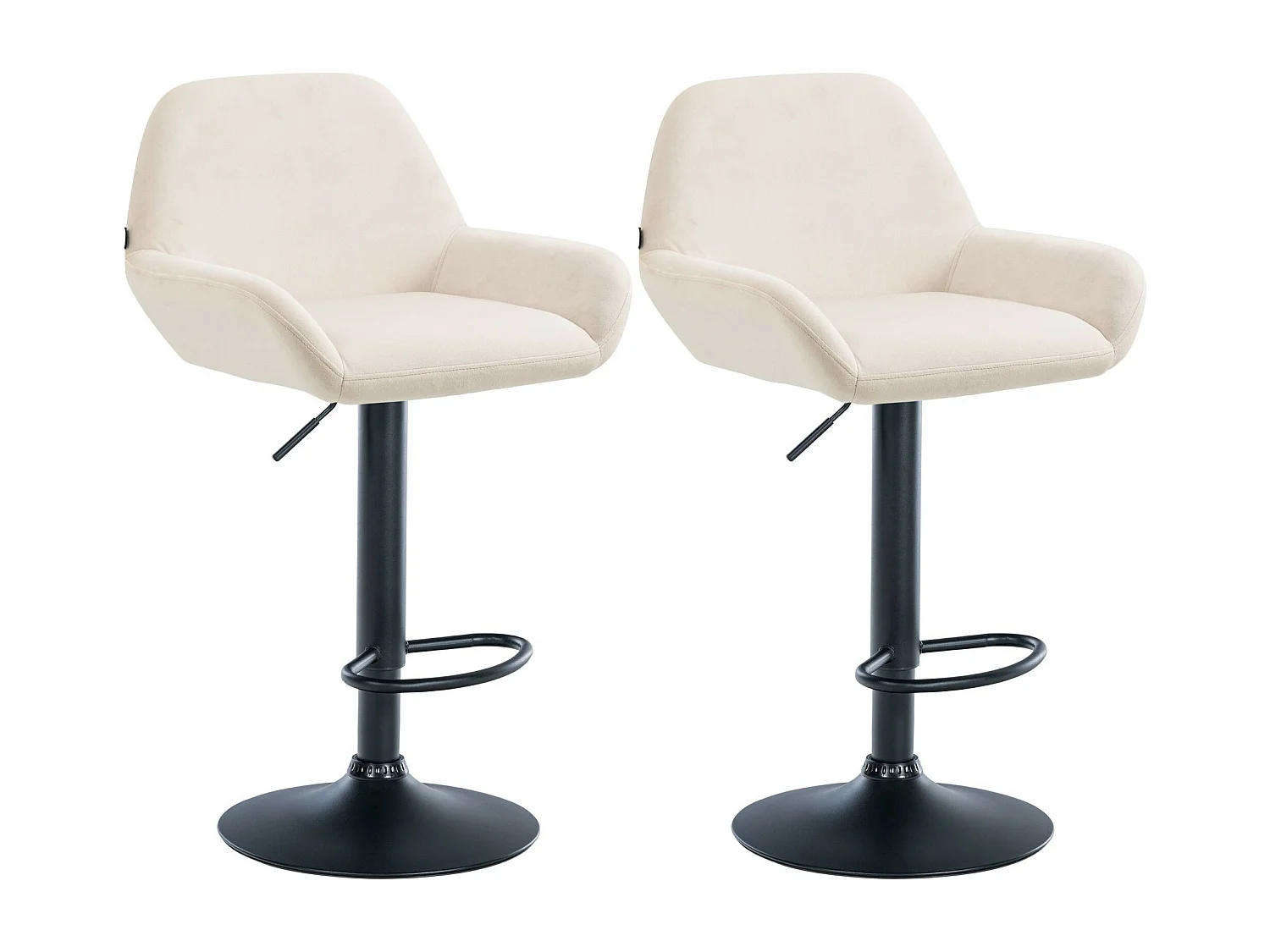 Lot de 2  Tabouret de bar - Velours - Crème - Braga