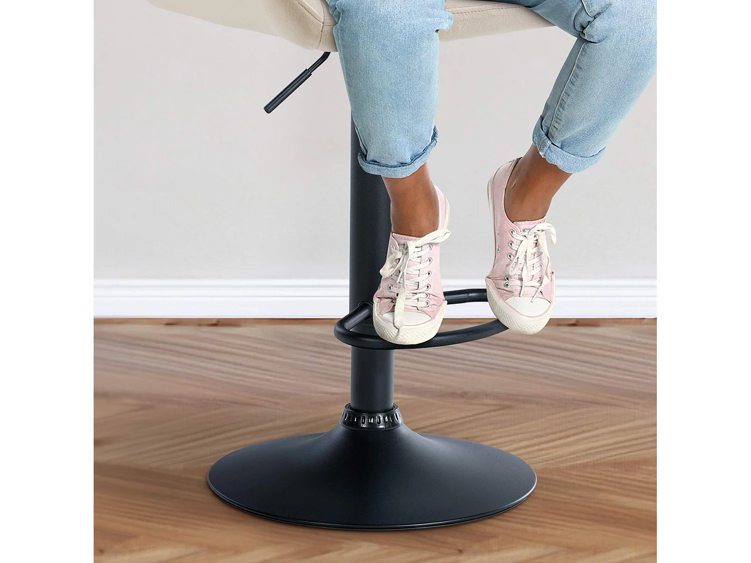 Lot de 2  Tabouret de bar - Velours - Crème - Braga