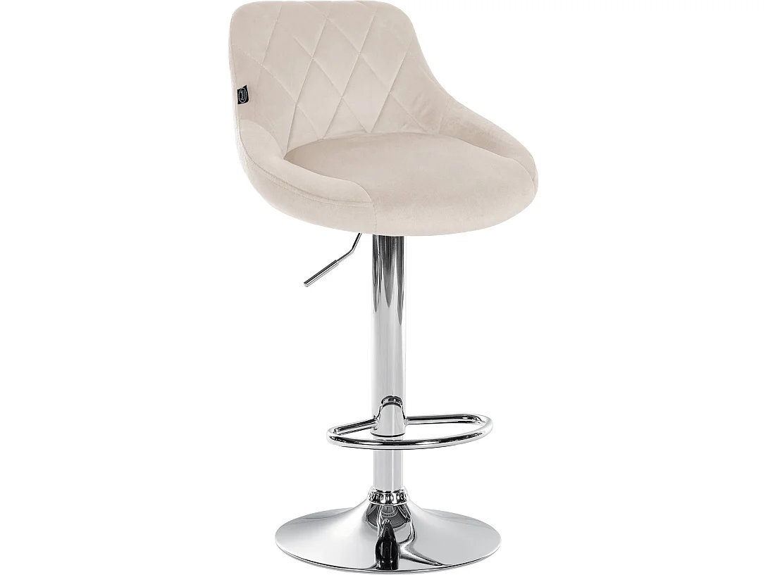 Tabouret de bar - Tissu & Chrome - Crème - Lazio