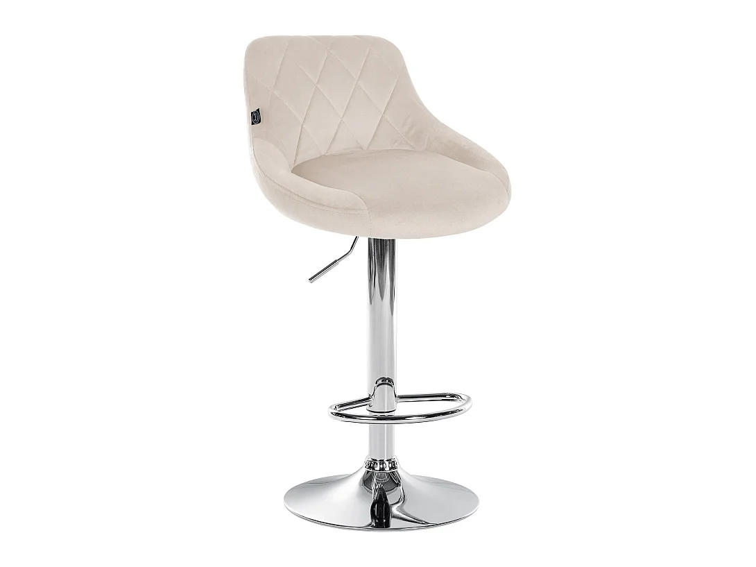 Tabouret de bar - Tissu & Chrome - Crème - Lazio