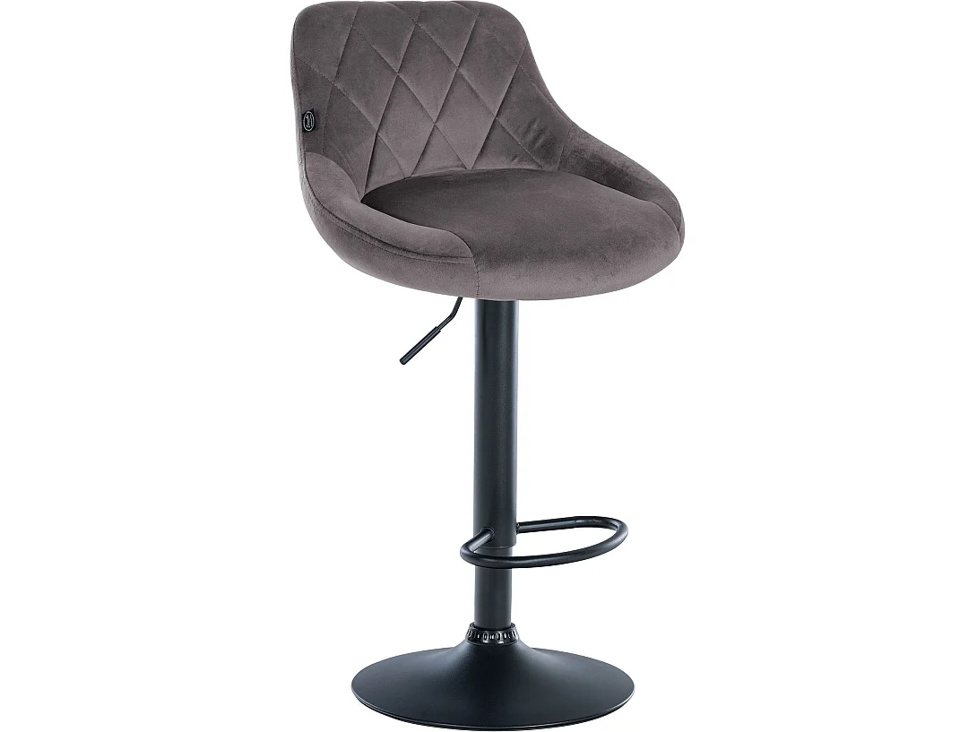 Tabouret de bar - Tissu & Noir - Gris - Lazio