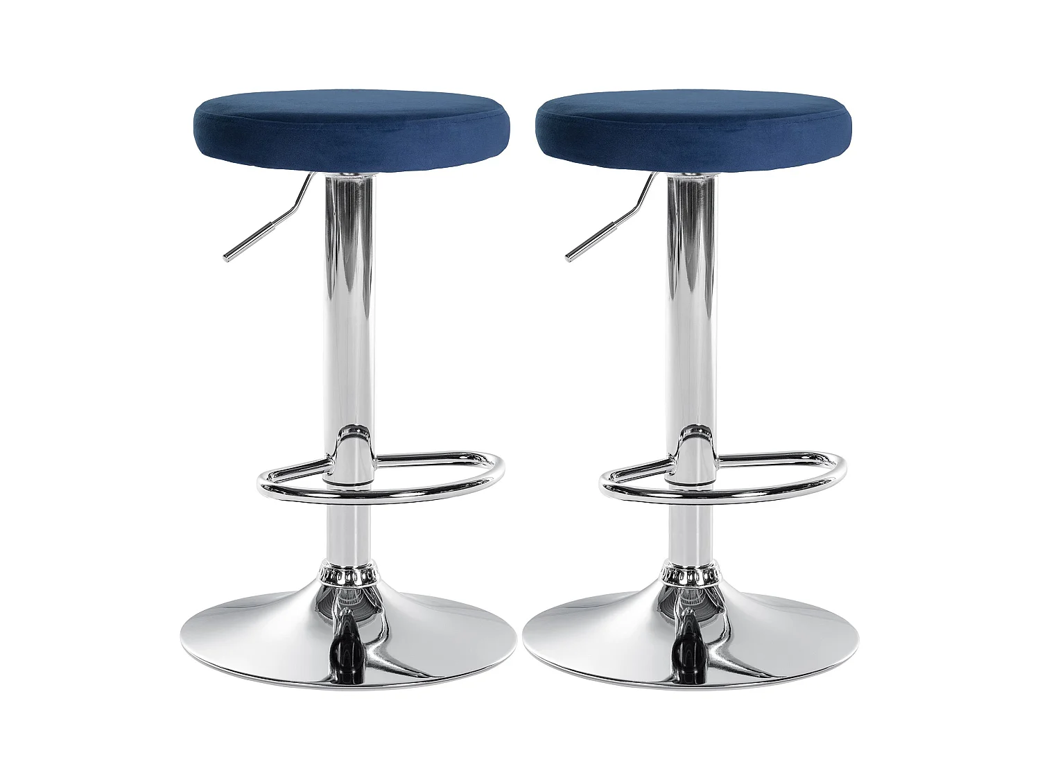 Lot de 2 Tabourets de bar - Velours & Métal - Bleu - Ponte