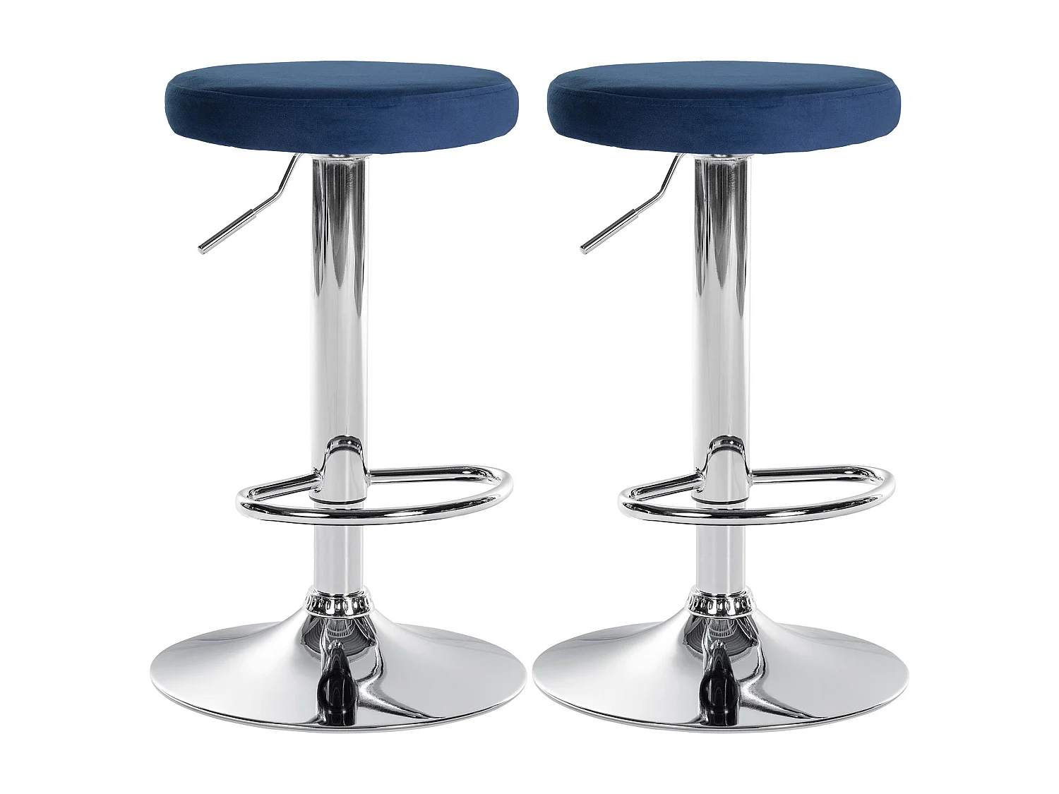Lot de 2 Tabourets de bar - Velours & Métal - Bleu - Ponte