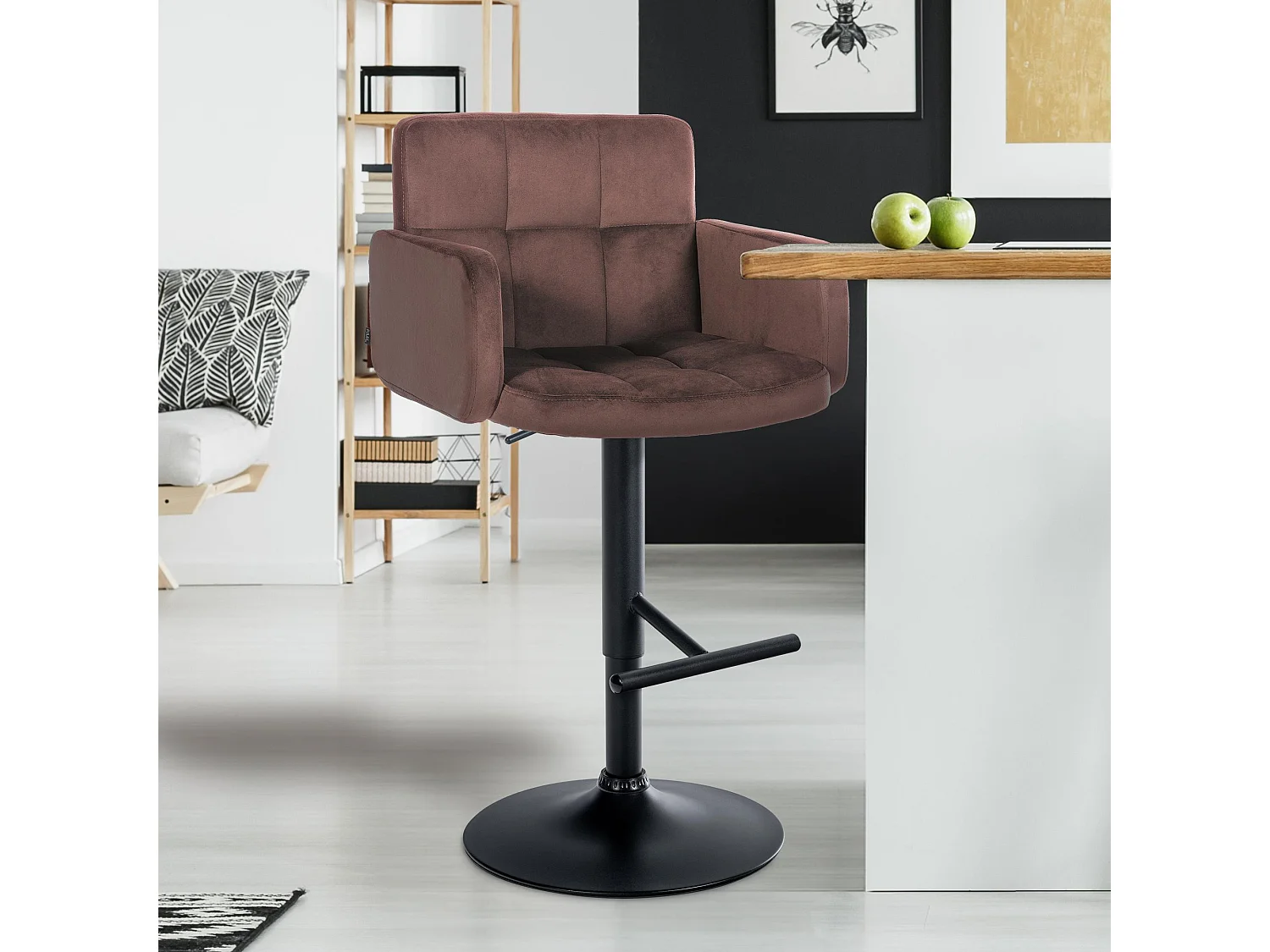 Tabouret de bar - Velours & Métal - Marron - Los Angeles