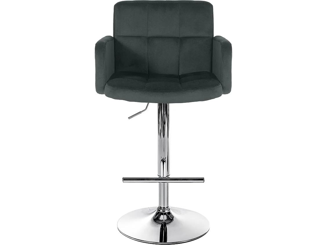 Tabouret de bar - Velours & Chrome - Gris foncé - Los Angeles