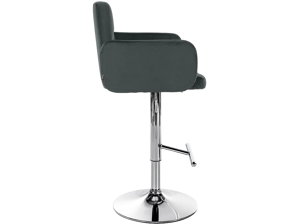 Tabouret de bar - Velours & Chrome - Gris foncé - Los Angeles