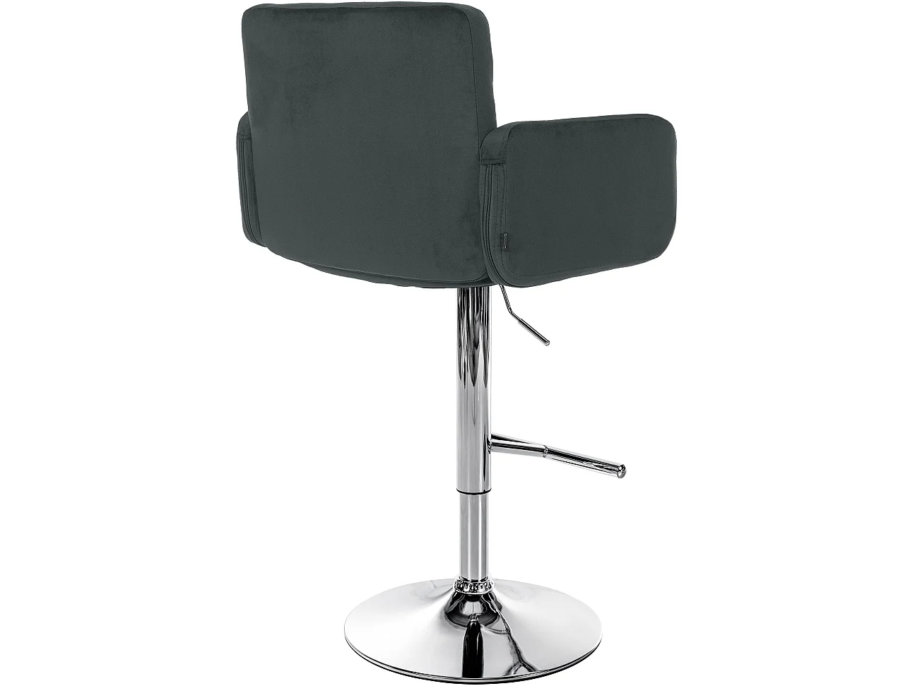 Tabouret de bar - Velours & Chrome - Gris foncé - Los Angeles