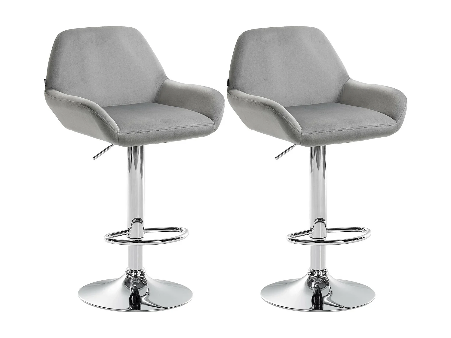 Lot de 2  Tabouret de bar - Velours - Gris - Braga