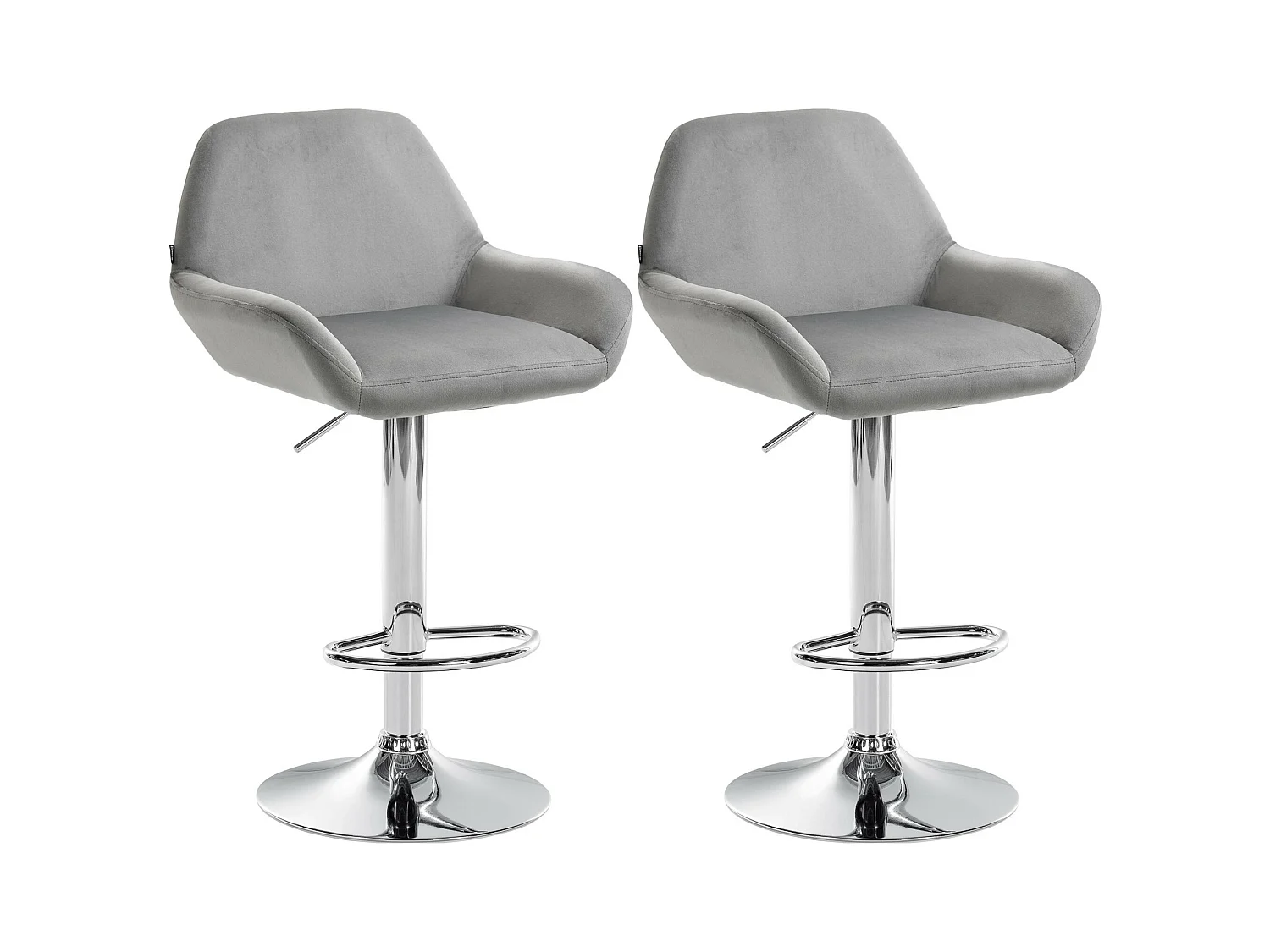 Lot de 2  Tabouret de bar - Velours - Gris - Braga