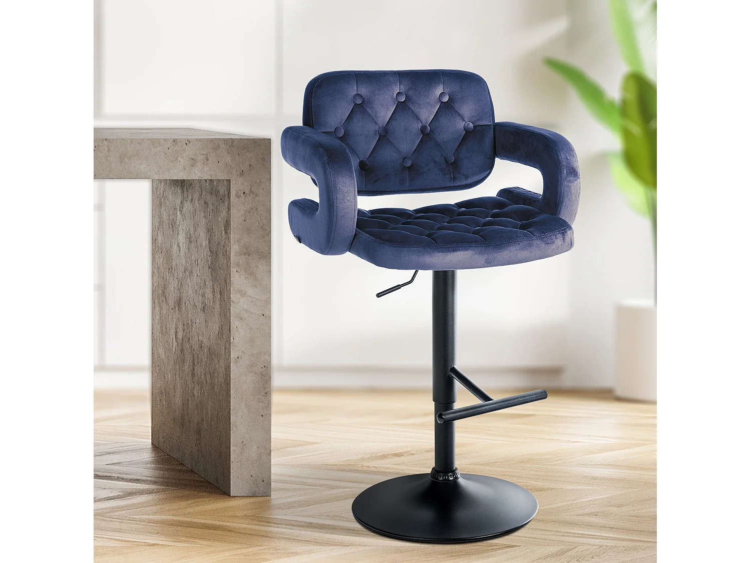 Tabouret de bar - Velours - Bleu - Dublin