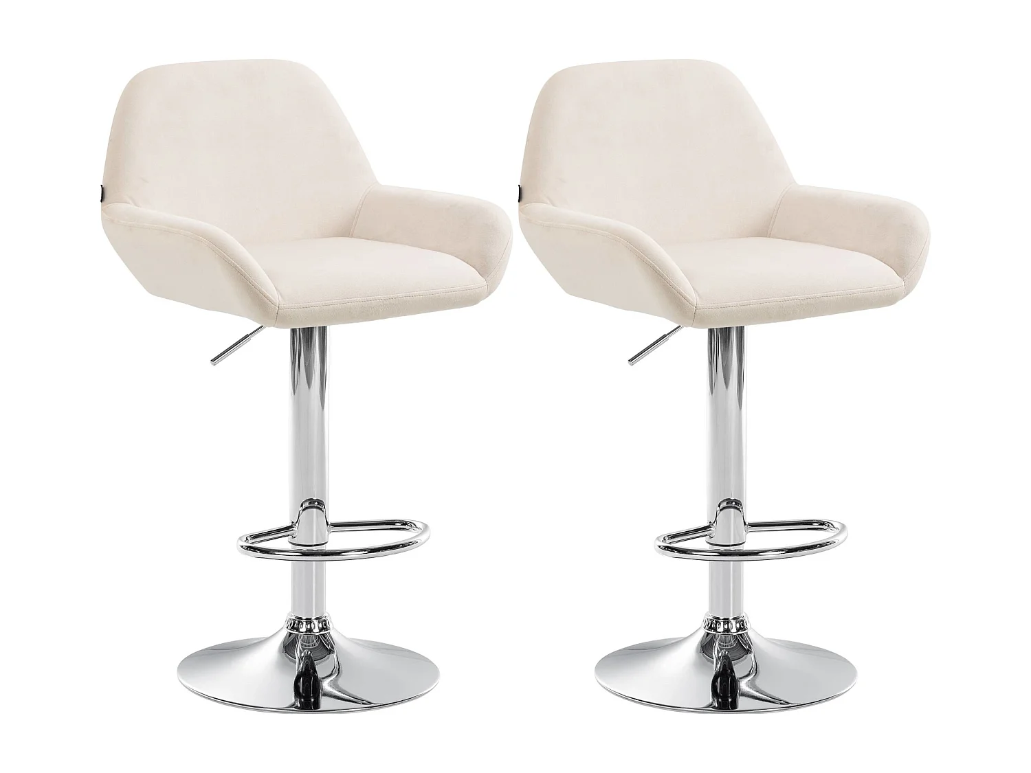 Lot de 2  Tabouret de bar - Velours - Crème - Braga
