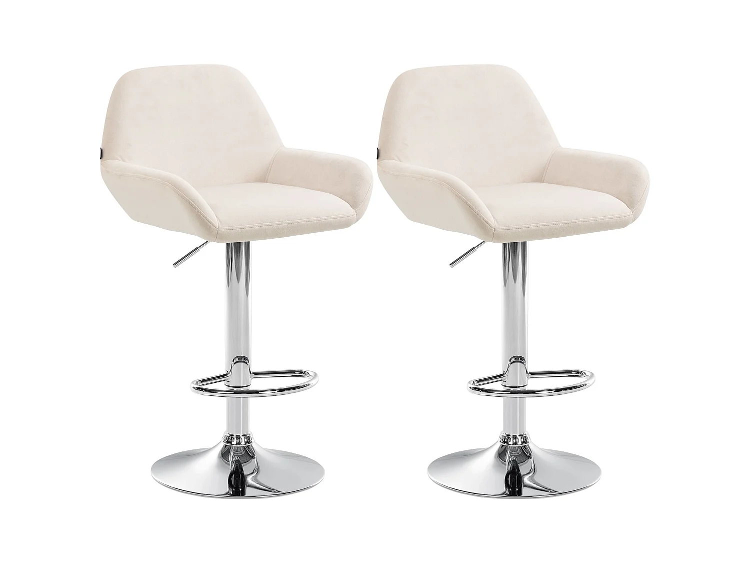 Lot de 2  Tabouret de bar - Velours - Crème - Braga