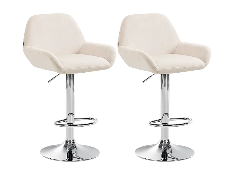 Lot de 2  Tabouret de bar - Velours - Crème - Braga