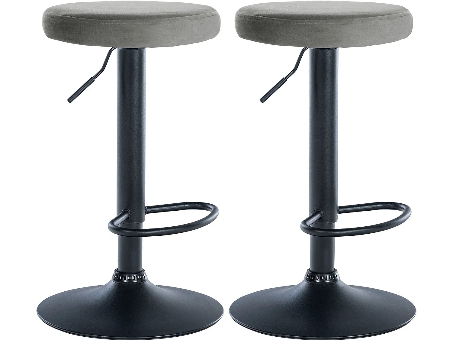Lot de 2 Tabourets de bar - Velours & Métal - Gris - Ponte