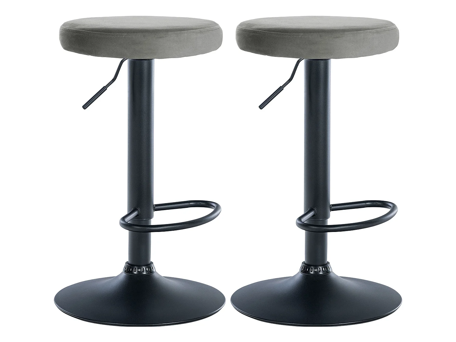 Lot de 2 Tabourets de bar - Velours & Métal - Gris - Ponte