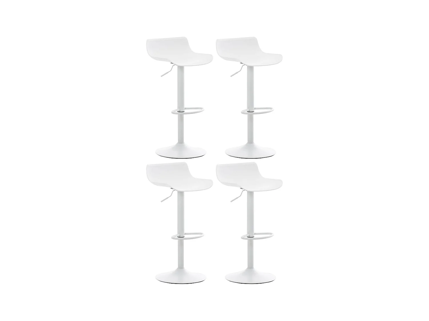 Lot de 4  Tabouret de bar - Plastique - Blanc - Aveiro