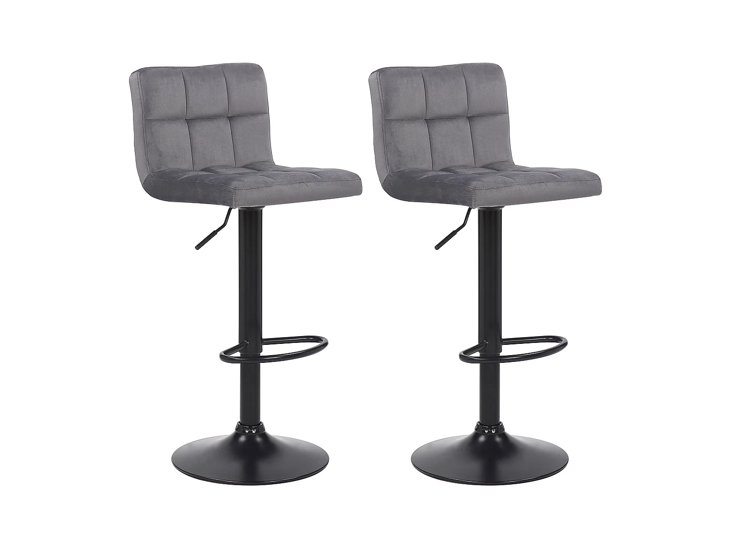 Lot de 2  Tabouret de bar - Velours - Gris - Feni