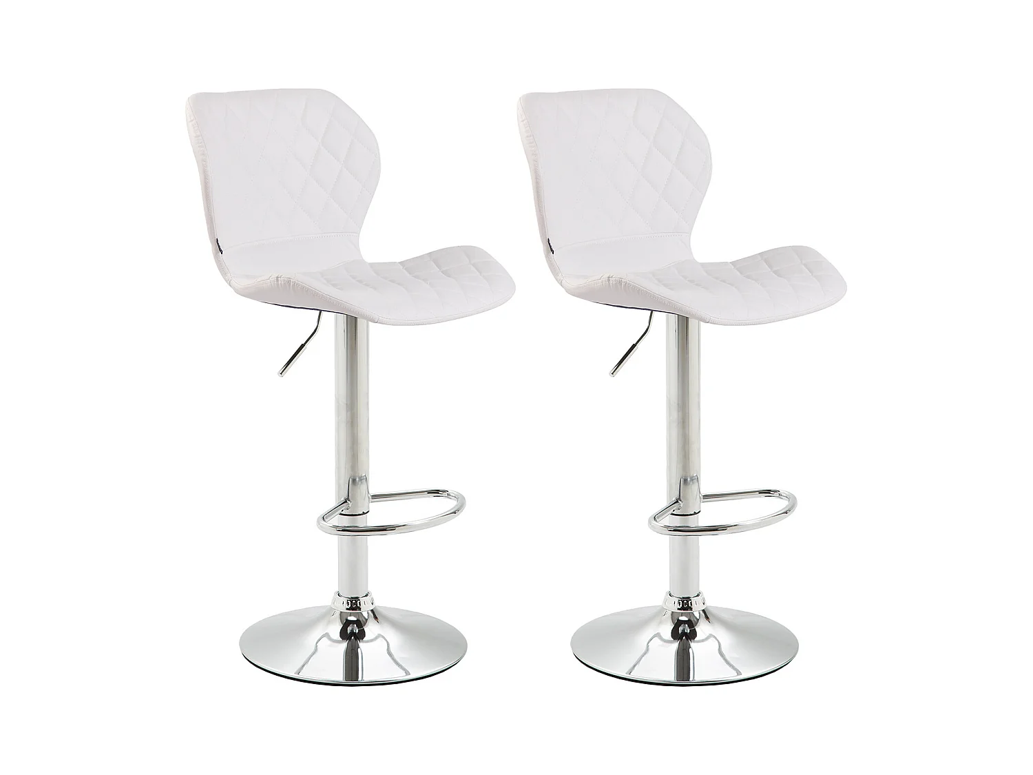 Lot de 2 Tabourets de bar - Similicuir & Métal - Blanc - Cork