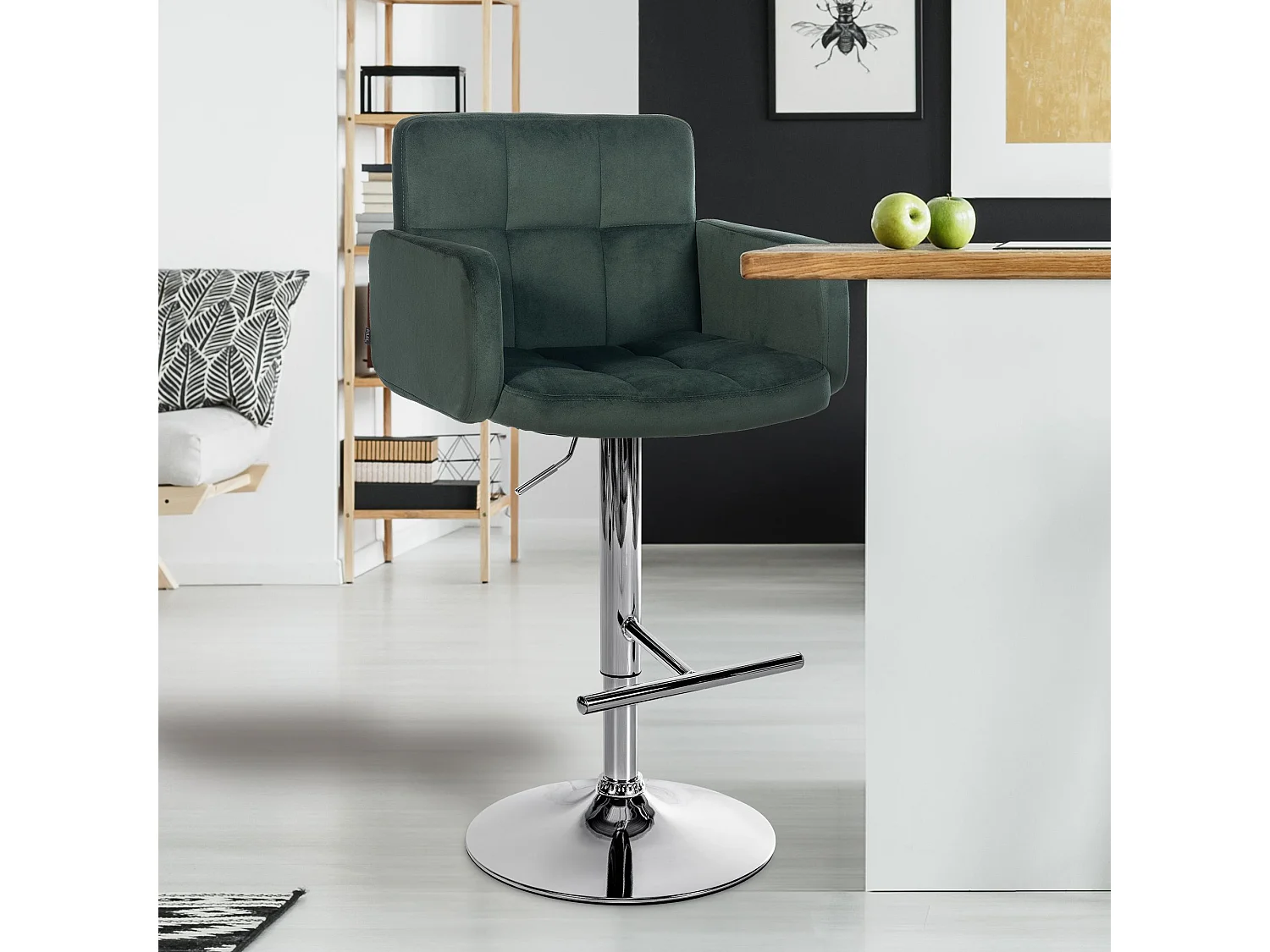 Tabouret de bar - Velours & Métal - Vert foncé - Los Angeles