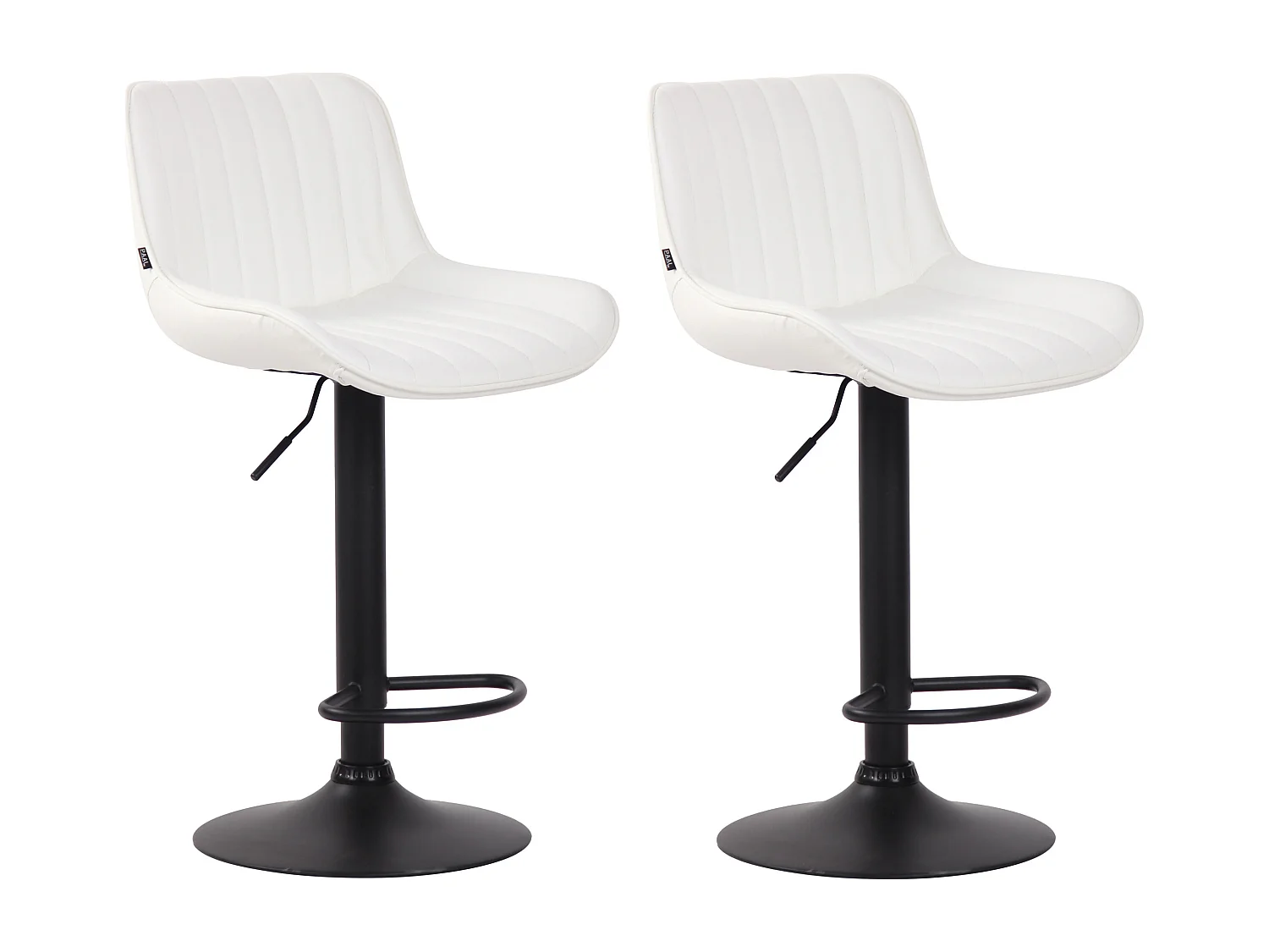 Lot de 2  Tabouret de bar - Similicuir & Noir - Blanc - Lentini