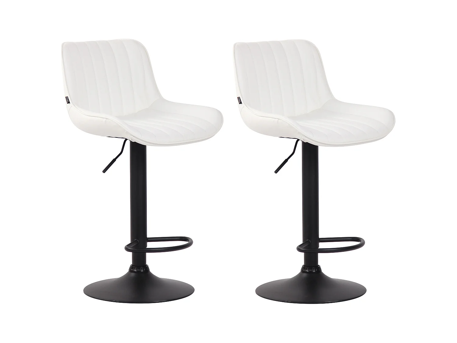 Lot de 2  Tabouret de bar - Similicuir & Noir - Blanc - Lentini