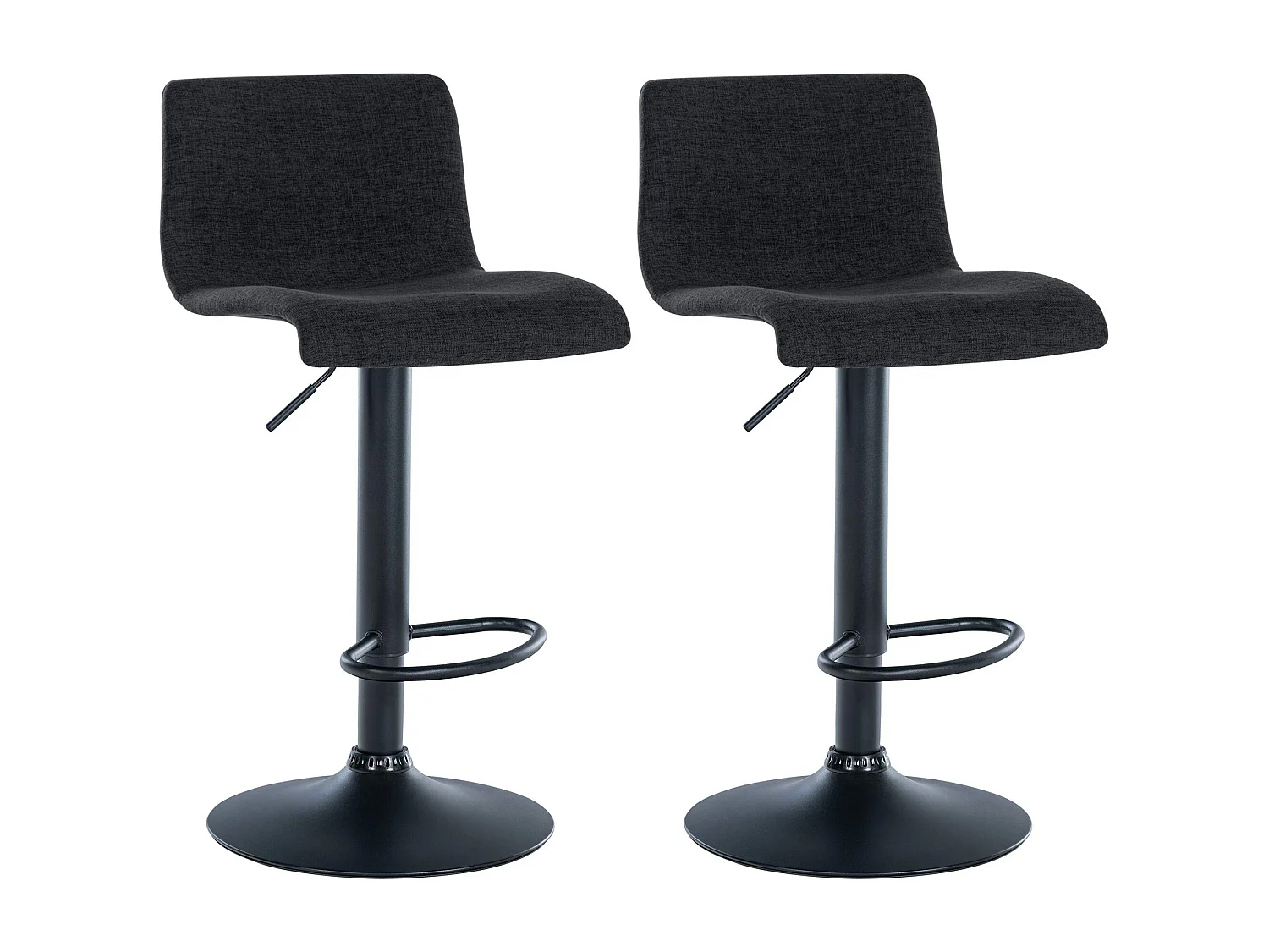 Lot de 2  Tabouret de bar - Tissu & Métal - Noir - Branford