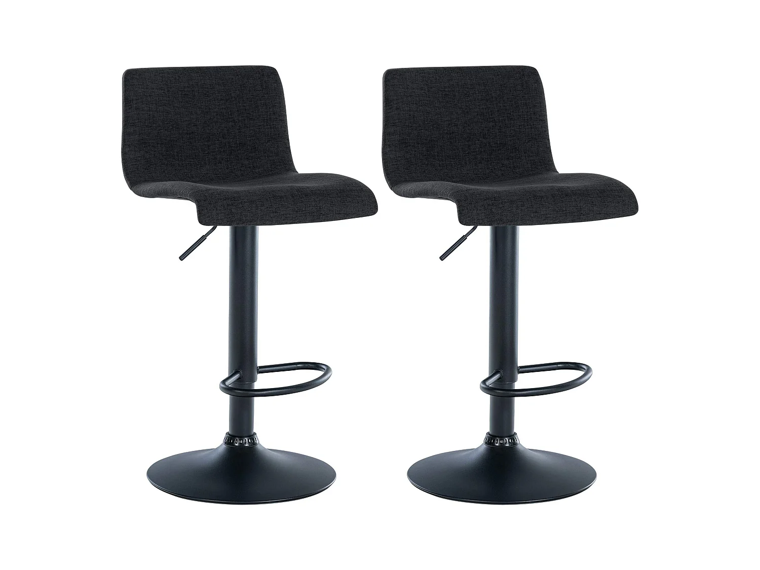 Lot de 2  Tabouret de bar - Tissu & Métal - Noir - Branford