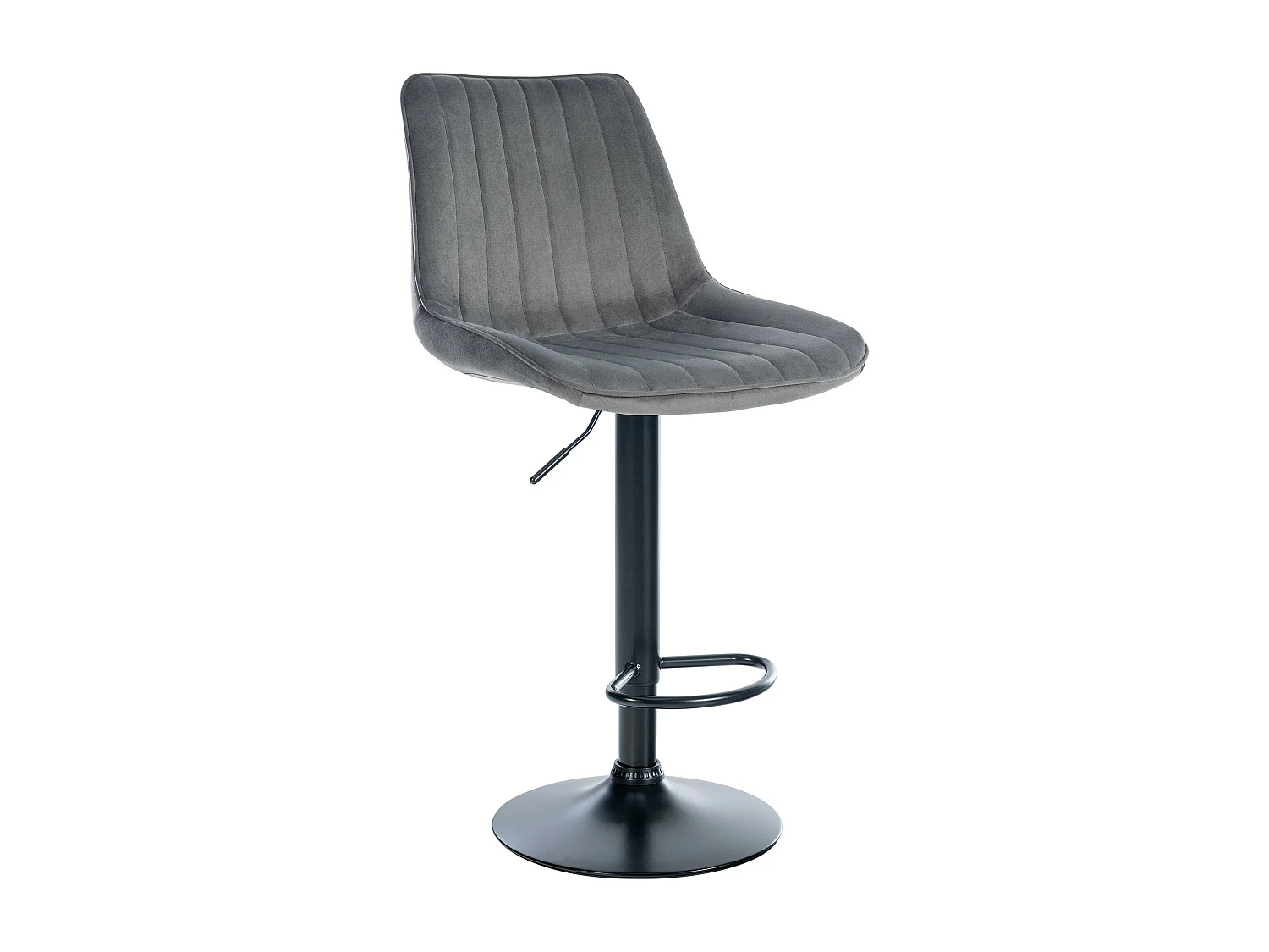 Tabouret de bar - Velours & Noir - Gris foncé - Toni