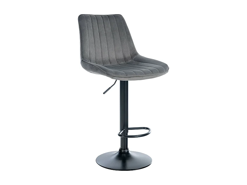 Tabouret de bar - Velours & Noir - Gris foncé - Toni