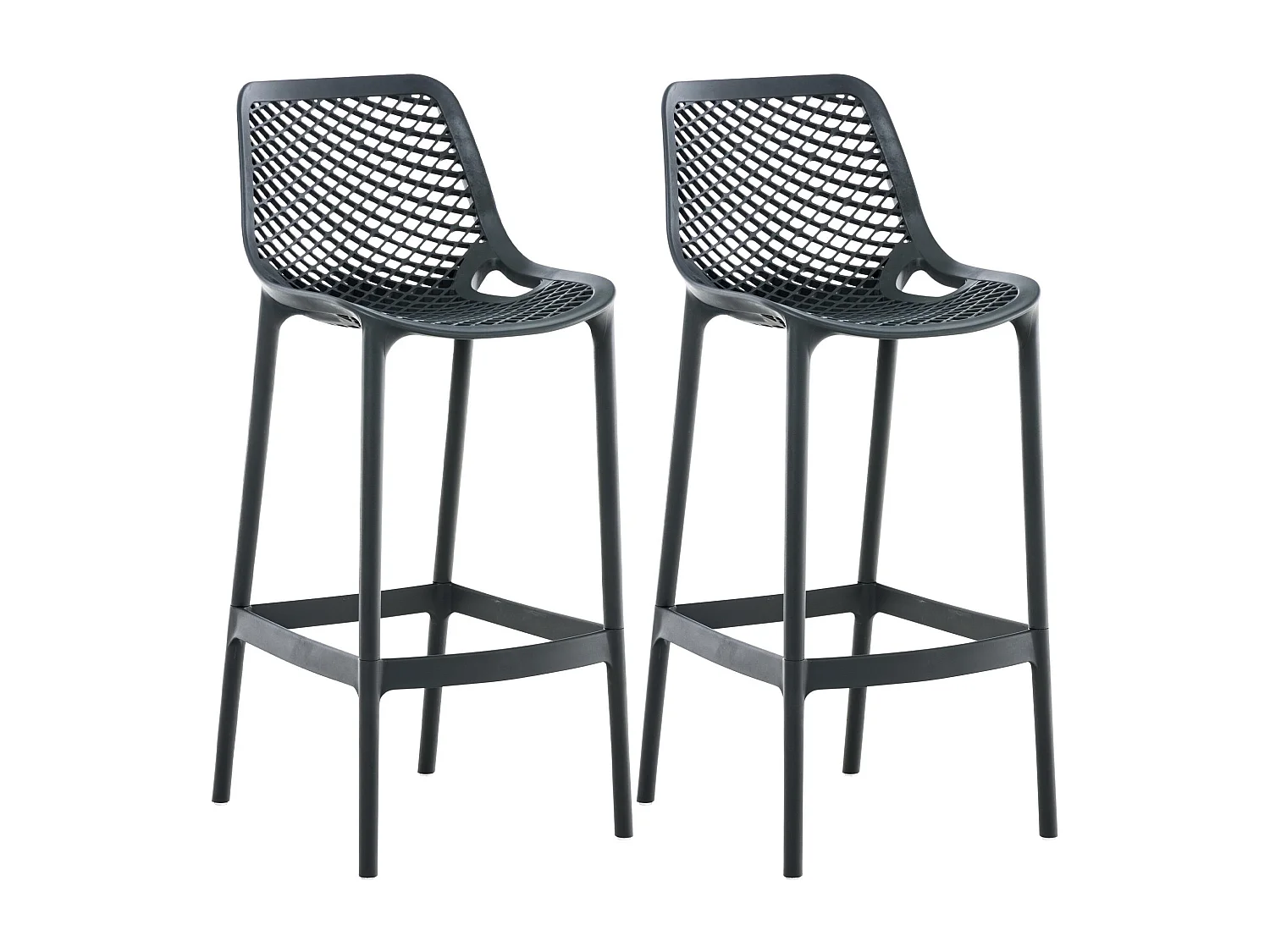 Lot de 2  Tabouret de bar - Plastique - Gris foncé - Air