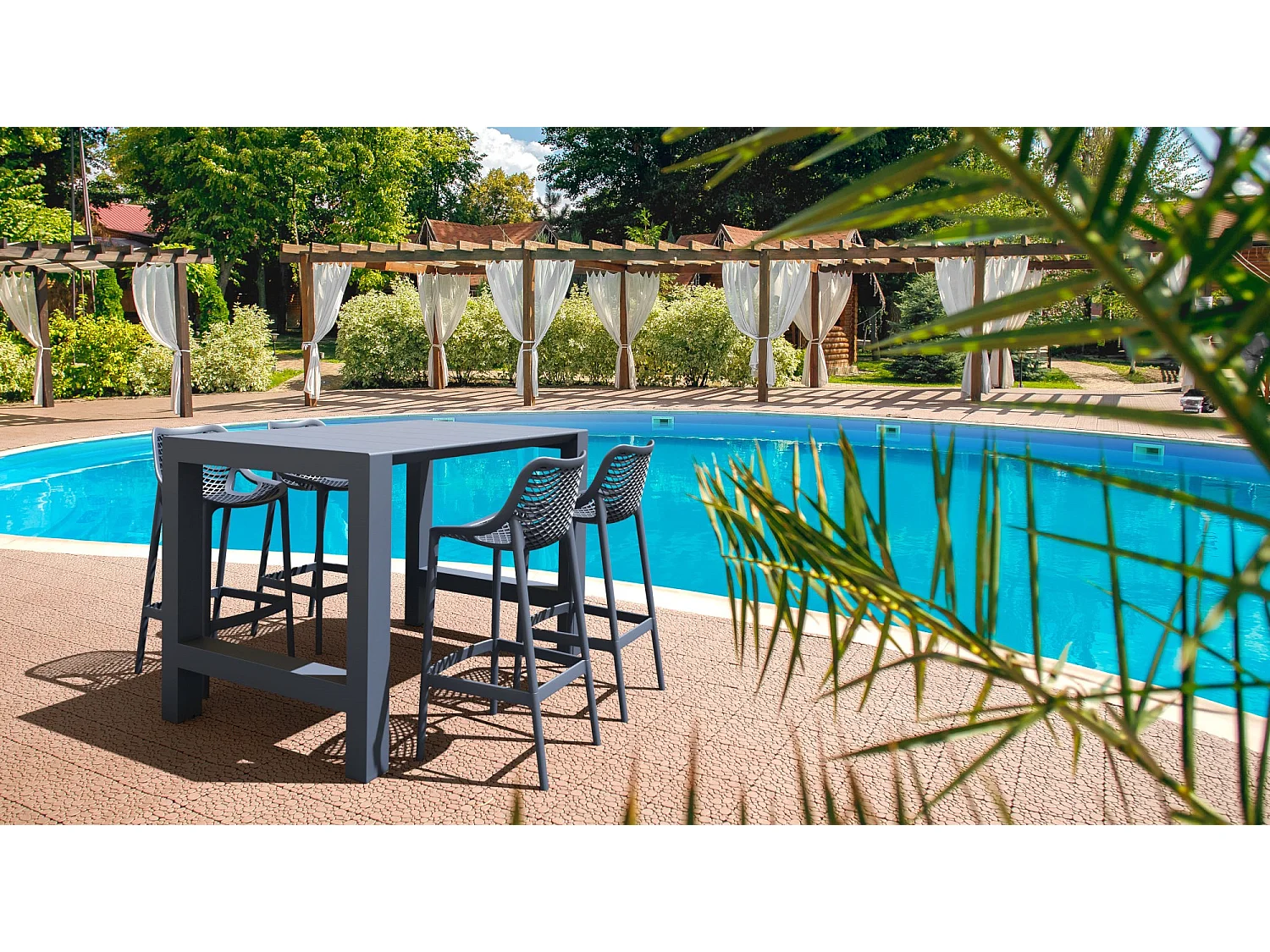 Lot de 2  Tabouret de bar - Plastique - Gris foncé - Air