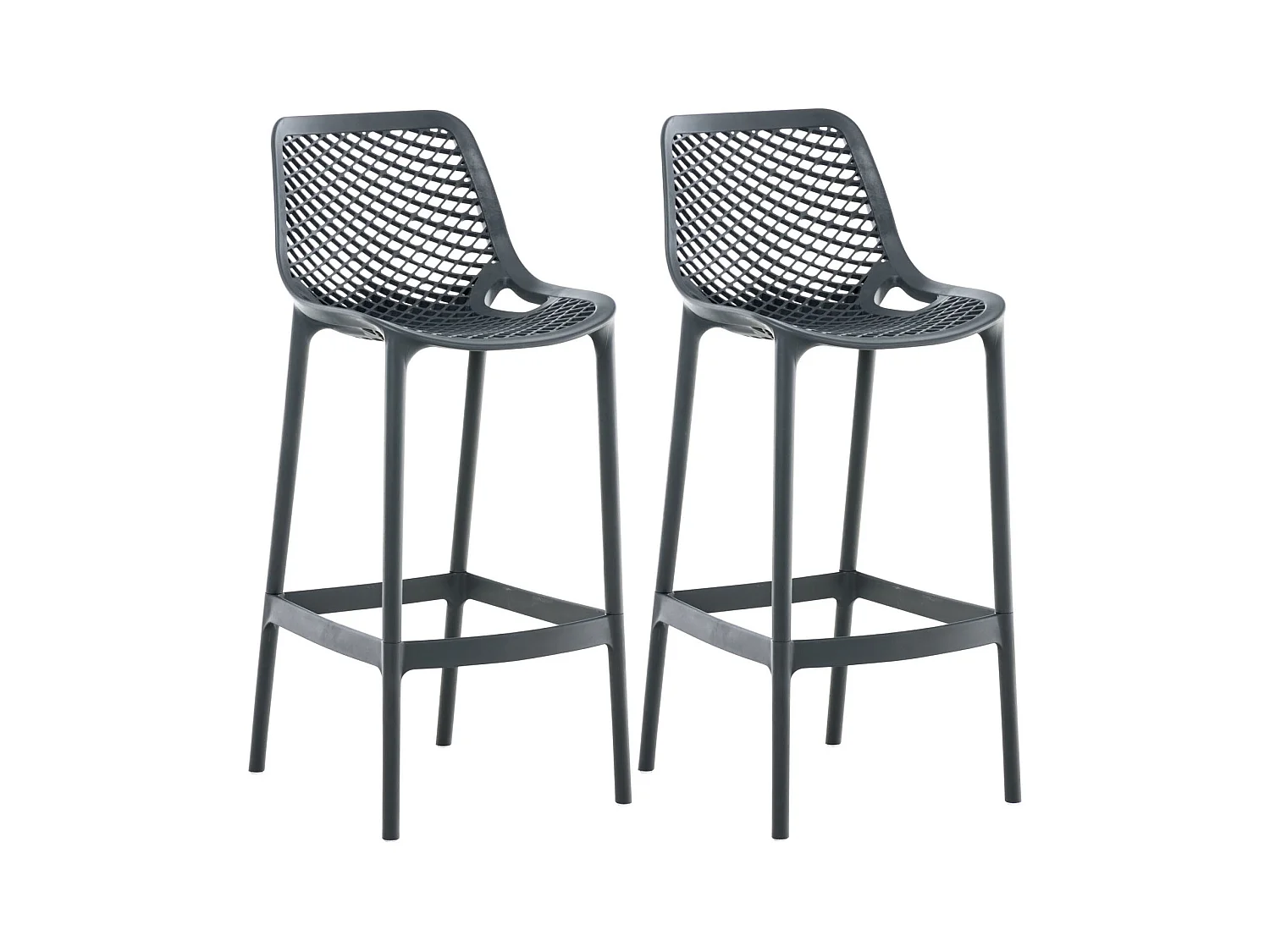 Lot de 2  Tabouret de bar - Plastique - Gris foncé - Air