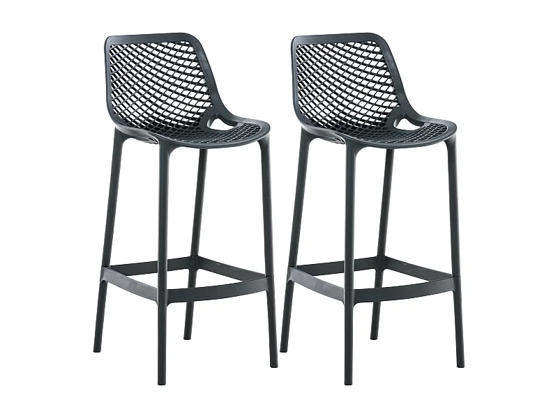 Lot de 2  Tabouret de bar - Plastique - Gris foncé - Air