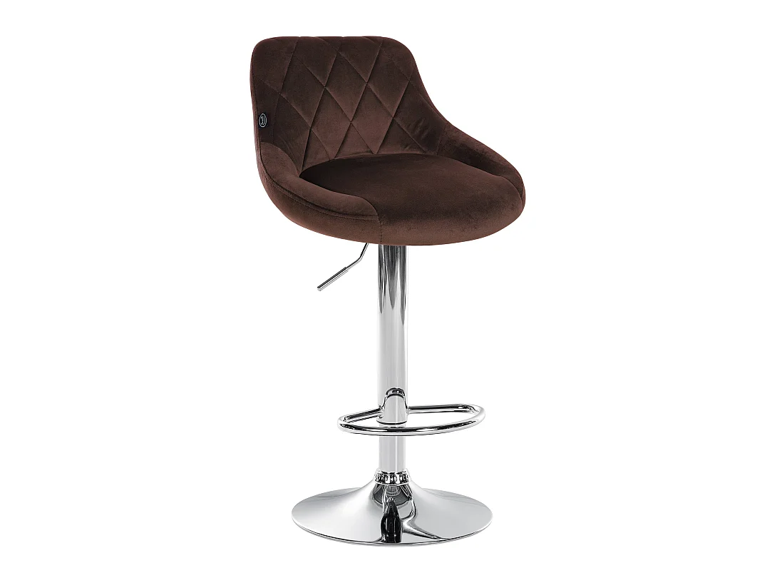 Tabouret de bar - Tissu & Chrome - Marron - Lazio