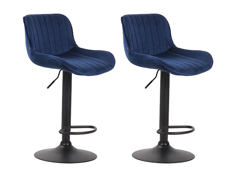 2er Set Barhocker - Samt & schwarz - blau - Lentini