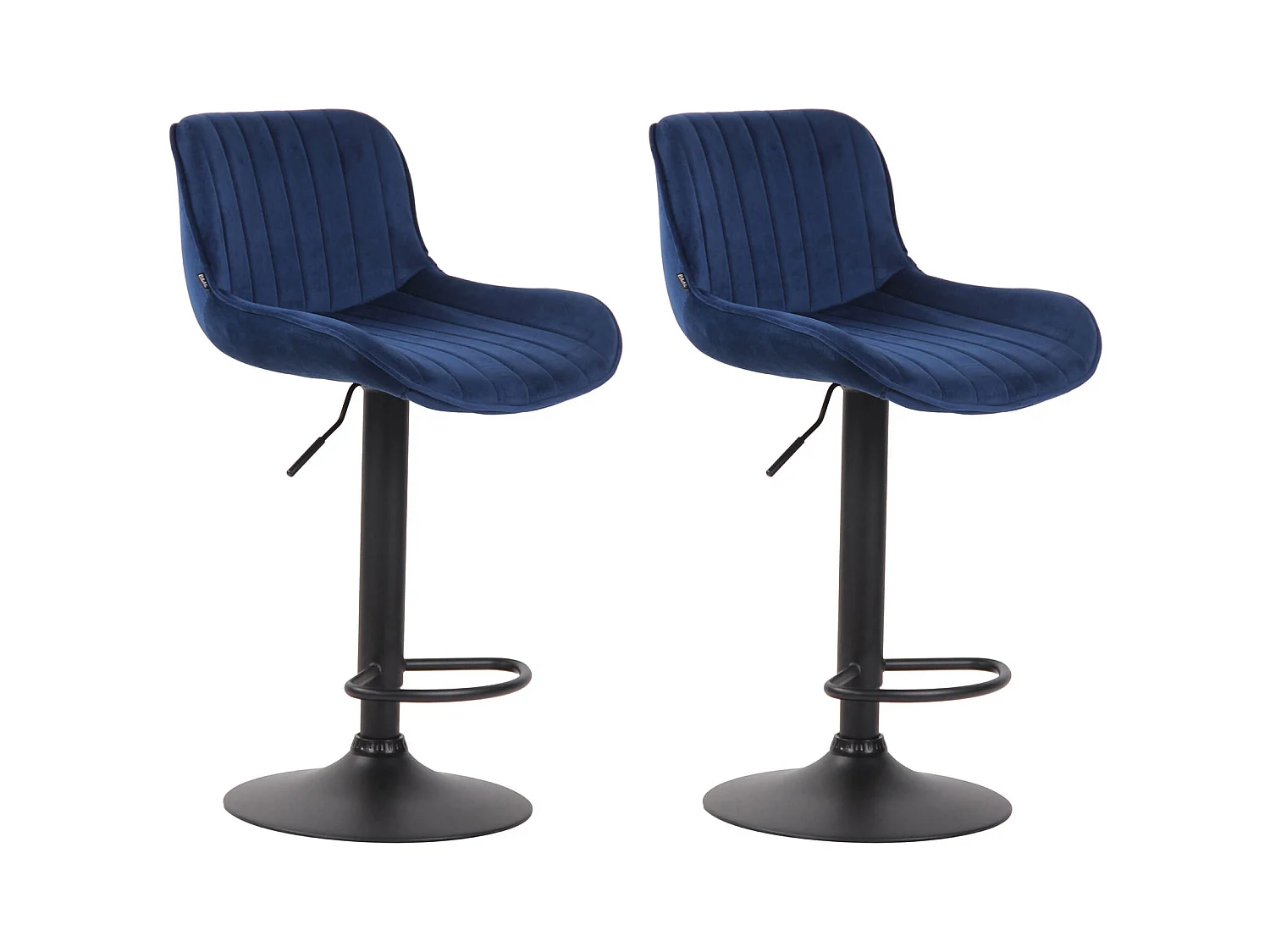 Lot de 2  Tabouret de bar - Velours & Noir - Bleu - Lentini