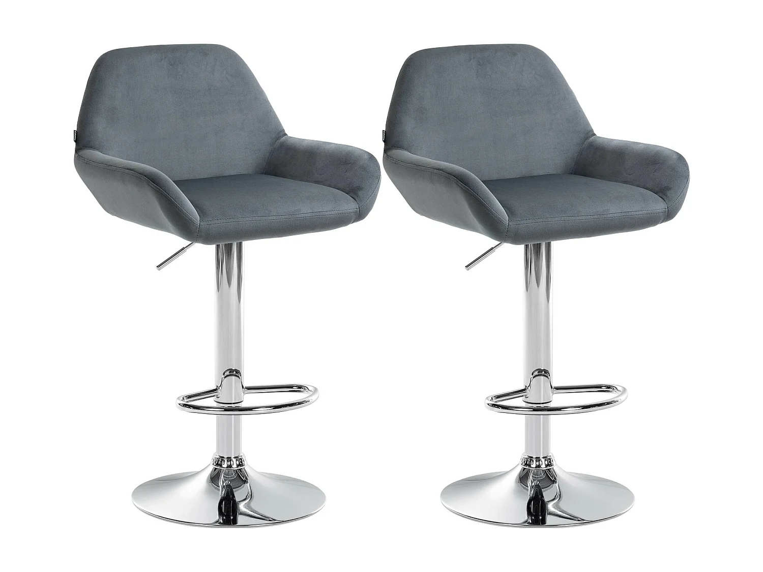 Lot de 2  Tabouret de bar - Velours - Gris foncé - Braga