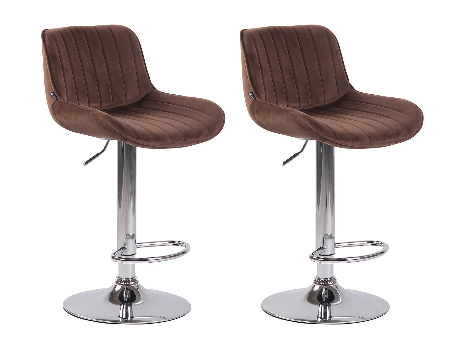 Lot de 2 Tabourets de bar - Velours & Métal - Marron - Lentini