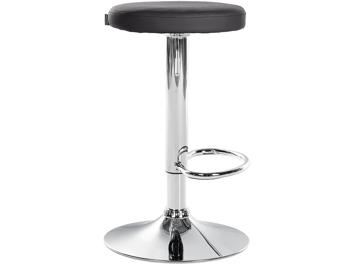 Tabouret de bar - Similicuir & Chrome - Noir - Ponte